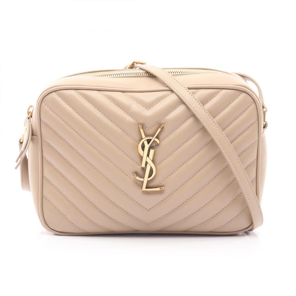 Saint Laurent Paris LOU Monogram Camera Bag Shoulder Leather Beige